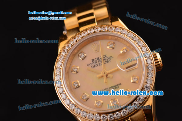 Rolex Datejust Lady 2813 Automatic Gold Case with Diamond and Diamond Bezel ETA Coating - Click Image to Close